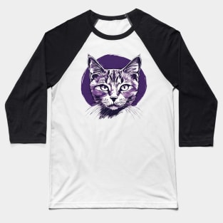 Stylish Cat Portrait Baseball T-Shirt